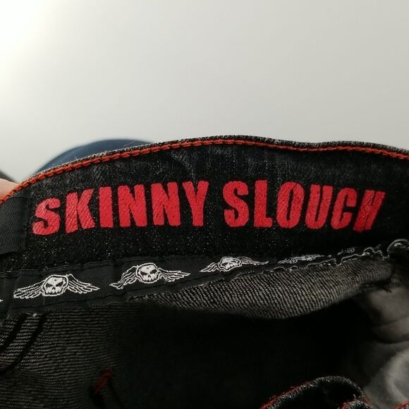 No Fear Jeans Boys Size 12 Youth Black Denim Skinny Waist Button Distressed - Picture 12 of 14